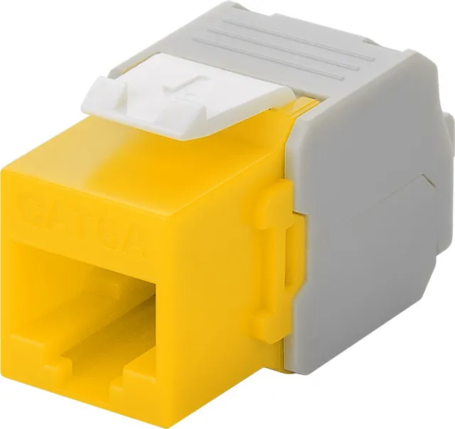 Keystone-modul RJ45 CAT 6A, UTP 16,5 mm bred, krokodiltyp, klämlist för verktygslös IDC-montering