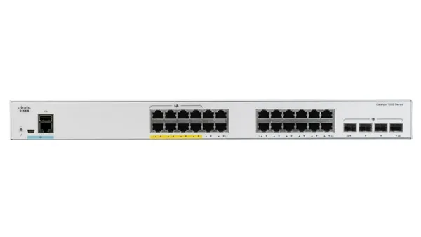 Catalyst 1000-24T-4G-L - Switch - Administrerad - 24 x 10/100/1000 + 4 x gigabit SFP (upplänk) - rackmonterbar - återanvänd