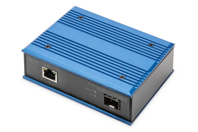 - Fibermediekonverterare - 1GbE - 1000Base-FX, 10/100/1000Base-T - RJ-45 / SFP (mini-GBIC) - upp till 80 km