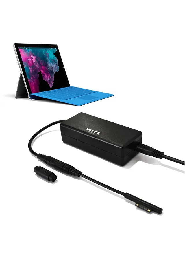 PORT Connect - Strömadapter - AC 100-240 V - 60 Watt - Storbritannien - för Microsoft Surface Book, Go, Laptop, Pro (I mitten av 2017), Pro 3, Pro 4,