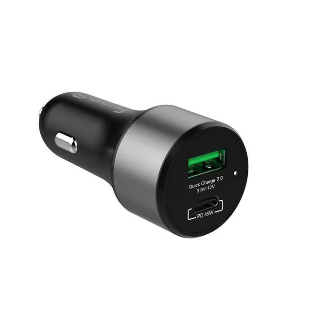 Power Car Charger 63W - USB-C PD 45W Car Charger + USB QC 3.0 18W (Black)
