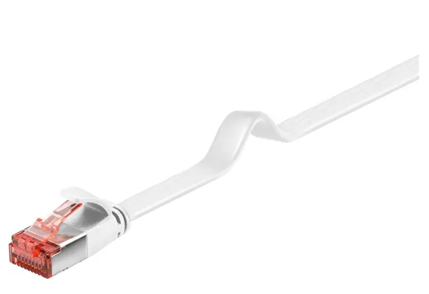CAT 6 platt patchkabel, U/FTP, vit kopparledare (CU), 0.5 m