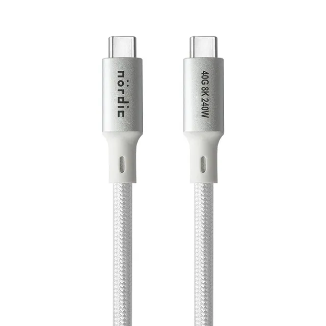 1.5m USB4 USB-C till C nylonflätad kabel PD3.1 med 240W snabbladdning 40G 8K60Hz 4K120Hz 5K60Hz 2x4K60Hz Emarker