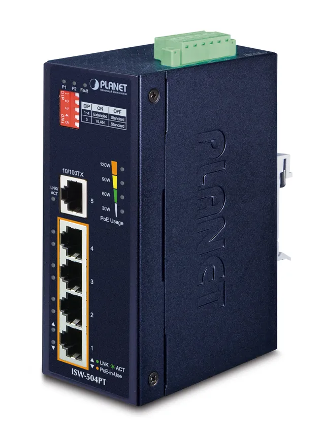 ISW-504PT - Switch - 4 x 10/100 (PoE) + 1 x