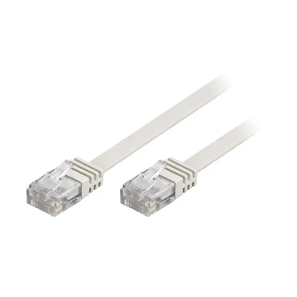 U/UTP Cat5e patchkabel,flat,guldpläterade kontakter,1,5m,vit
