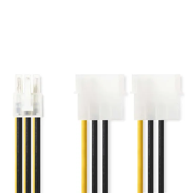Intern Strömkabel | 2x Molex Hane | PCI Express Hona | Guldplaterad | 0.20 m | Rund | PVC | Gul / Svart | Plastpåse