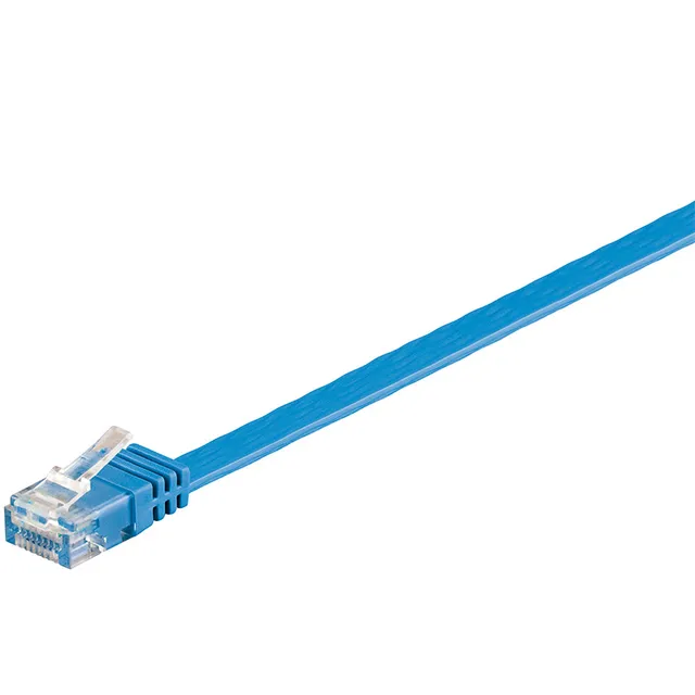 CAT 6 platt patchkabel, U/UTP, blå kopparledare (CU), 0.5 m