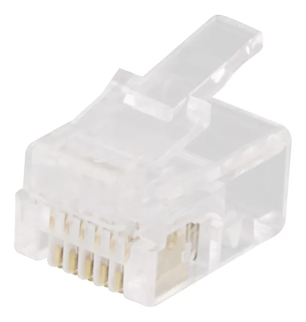 Modularkontakt RJ12, 6P6C, 20-pack, transparent