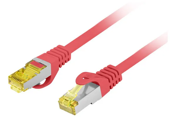 - Patch-kabel - RJ-45 (hane) till RJ-45 (hane) - 1 m - 6 mm - S/FTP - CAT 6a - halogenfri, rund, hakfri, tvinnad - röd, RAL 3017