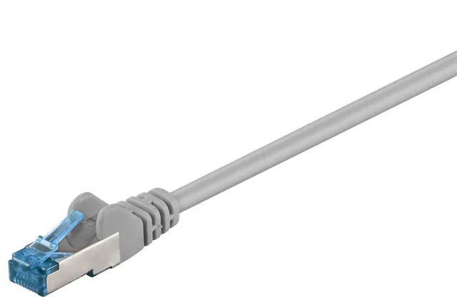 Patchkabel CAT 6A, S/FTP (PiMF), grå, 0,25 m opparledare (CU), halogenfri kabelhölje (LSZH)