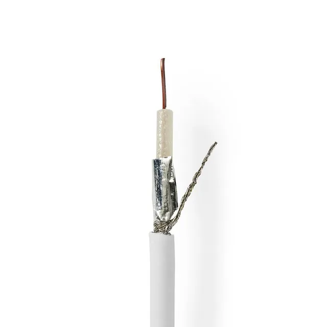 Koaxialkabel på Bobin | RG59 | 75 Ohm | Dubbelskärmad | ECA | 25.0 m | Koax | PVC | Vit | Presentbox