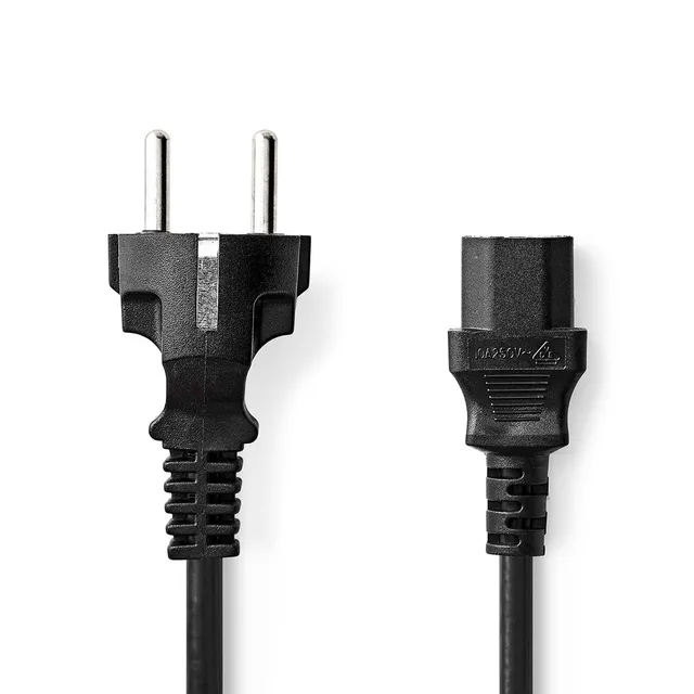Strömkabel | Strömkontakt Hane | IEC-320-C13 | Rak | Rak | Nickelplaterad | 3.00 m | Rund | PVC | Svart | Label