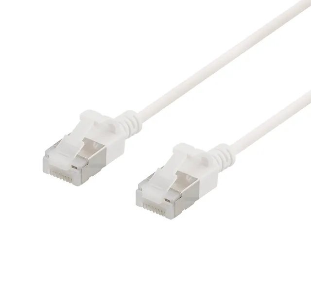 U/FTP Cat6a patchkabel, slim, 3,8mm i diameter, 5m, vit