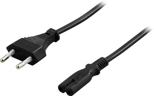 Strömkabel C7 Rak CEE 7/16 till 2-pin Svart 3 m