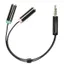 Adapter 2x3.5mm ho till 3.5mm ha 4-pin 0.1m Svart
