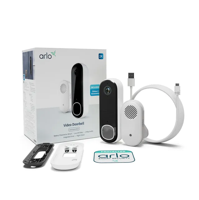 2K videodörrklocka med Arlo Chime 2 (1-pack)