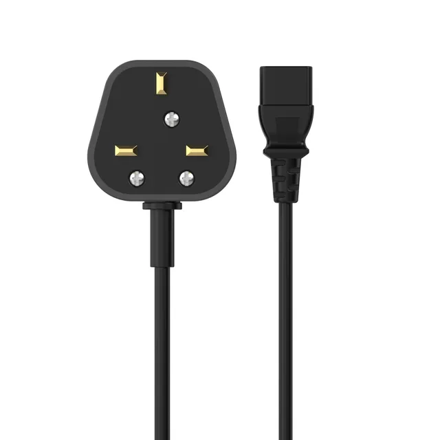 Sinox 3-pin strömkabel med UK kontakt. 1,8m. Svart, 1,8 m, Strömkontakt typ G, IEC C13, 230 V, 10 A
