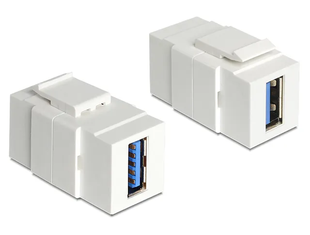 Keystonemodul, USB 3.0 A ho - ho, 19,2x14,9mm, vit