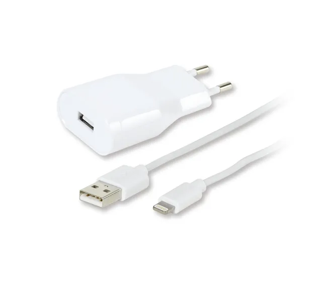USB Hemladdare + lightningkabel 2.4A Vit