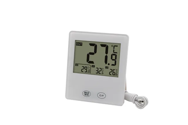 Digital inomhus- och utomhustermometer med trådbunden sensor