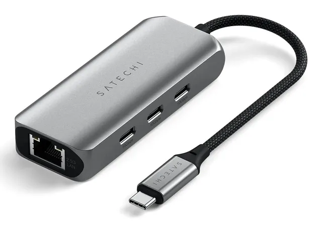 4-in-1 USB-C och Ethernet docking (rymdgrå)
