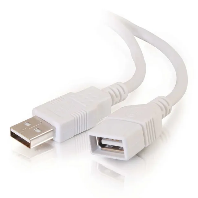 2m USB Extension Cable - USB A Male to USB A Female Cable - USB-kabel - USB (hona) till USB (hane) - 2 m - vit