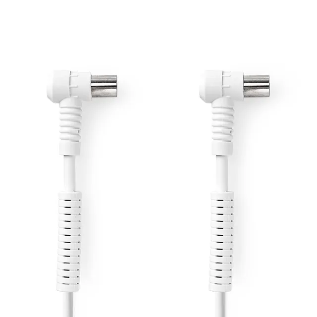 Koaxialkabel | IEC (Koax) Hane | IEC (Koax) Hona | Nickelplaterad | 120 dB | 75 Ohm | Fyra skydd | 5.00 m | Rund | PVC | Vit | Label