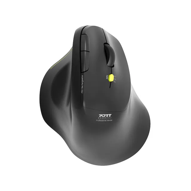 PORT Connect Professional ERGO SOFT - Mus - ergonomisk - högerhänt - optisk - 5 knappar - trådlös - 2.4 GHz, Bluetooth - trådlös USB-mottagare