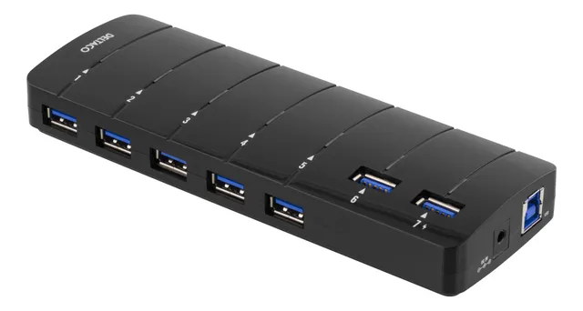 USB 3.0 hubb - 7 portar - Svart
