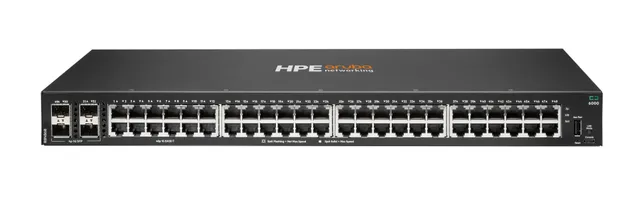 HPE Aruba Networking CX 6000 48p 10M/100M/1G 4p SFP 1G Switch - Switch - Administrerad - 48 x 10/100/1000 + 4 x gigabit SFP (upplänk) - sida till sida luftflöde - rackmonterbar, väggmonterbar - BTO
