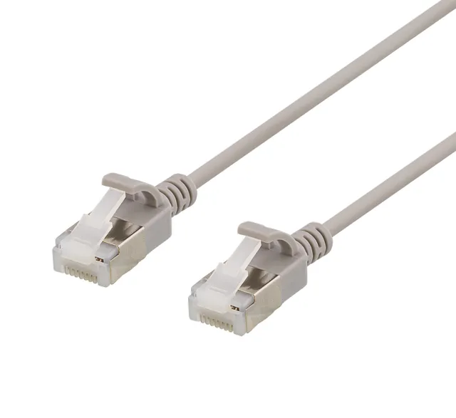 U/FTP Cat6a patch cable, slim, 3.5mm in diameter, 0.3m, grey