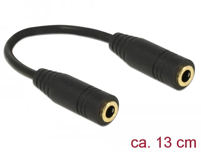DeLOCK Ljudkopplare - 4-poligt minijack hona till 4-poligt minijack hona - 13 cm - svart