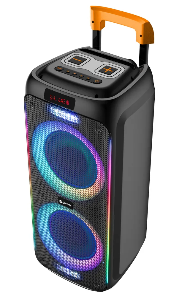 Högtalare Bluetooth 2X8" woofers 60W Batteri LED-ljus TSP-456 Svart