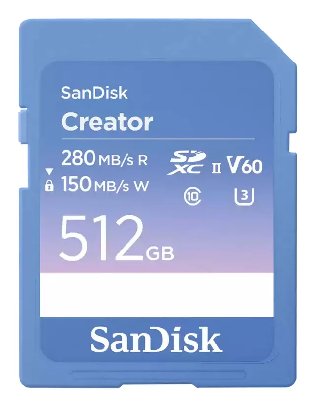 Creator 512 Gt SDXC UHS-II U3 V60 -muistikortti, sininen