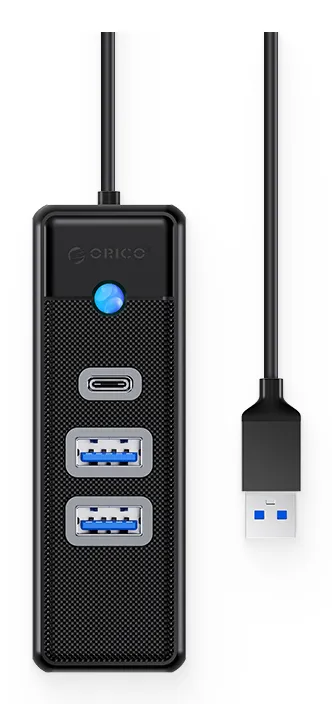 Hub Adapter USB to 2x USB 3.0 + USB-C 5 Gbps 0.15m (Black) USB Hub - USB 3.0 - 3 porte - Svart