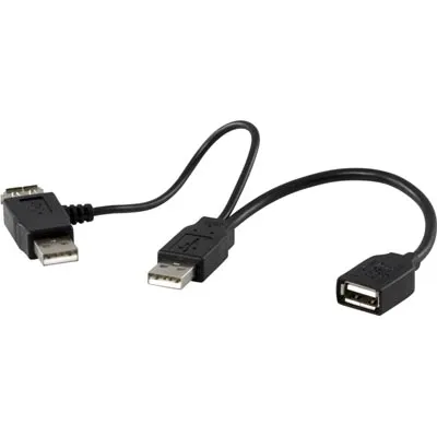 USB-strömkabel, tar ström från 2xUSB-portar, A ha till A ha+2xA ho