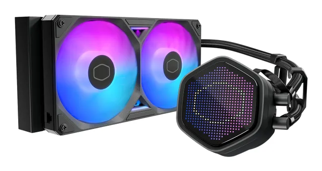 CoolerMaster MasterLiquid 240 Atmos II Pixel LCD, 2x120 mm fläktar ARGB - Svart
