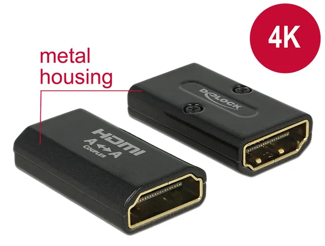 Könbytare HDMI hona till hona, DeLOCK, guldpläterad - Svart