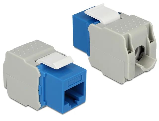 UTP Cat6 Keystone modul, RJ45 ho - LSA Cat6, Tool-free blå/gr