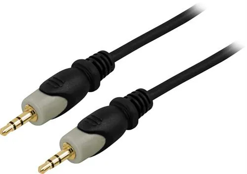 Ljudkabel stereo 3,5 mm, guldpläterad, 3 meter - Svart