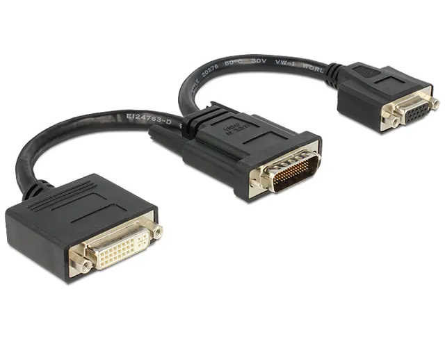 DeLOCK Bildskärmsadapter - HD-15 (VGA), DVI-I (hona) till DMS-59 (hane) - 20 cm - tumskruvar