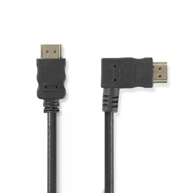 High Speed HDMI ™ kabel med Ethernet | Höger Hooked HDMI ™ Connector | HDMI™ Kontakt | 4K@30Hz | 10.2 Gbps | 1.50 m | Rund | PVC | Svart | Kuvert