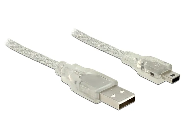 USB kabel - USB-A hante tilll USB Mini-B hane - 0,5m - Transparent