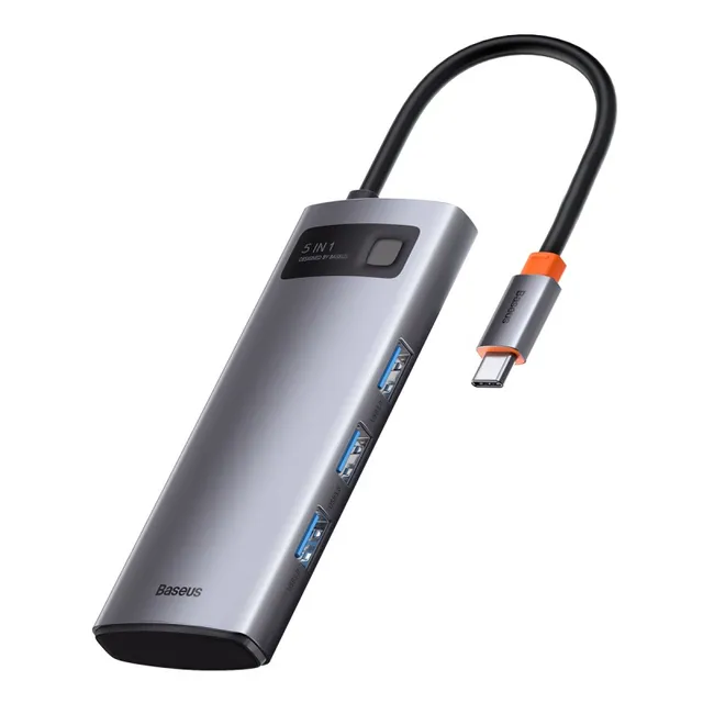 Hub 5in1 Metal Gleam Series USB-C to 3x USB 3.0 + HDMI + USB-C PD USB Hub - USB 3.0 - 5 porte - Grey