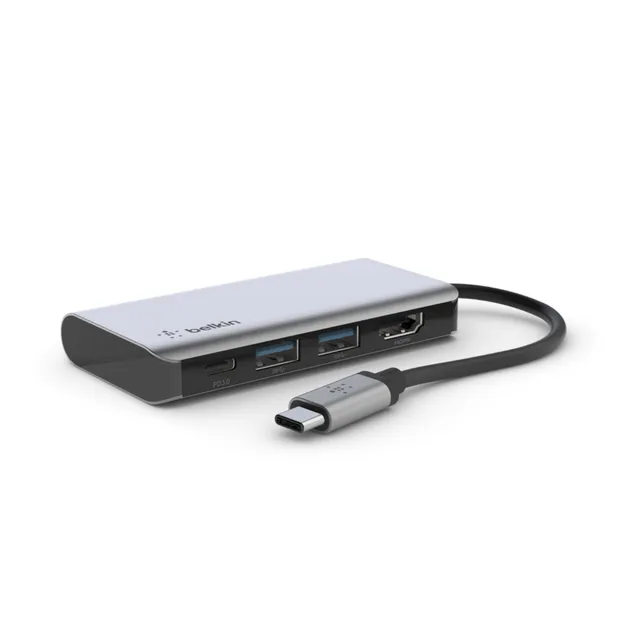USB-C Dockningsstation 100 W PD 4 portar Grå