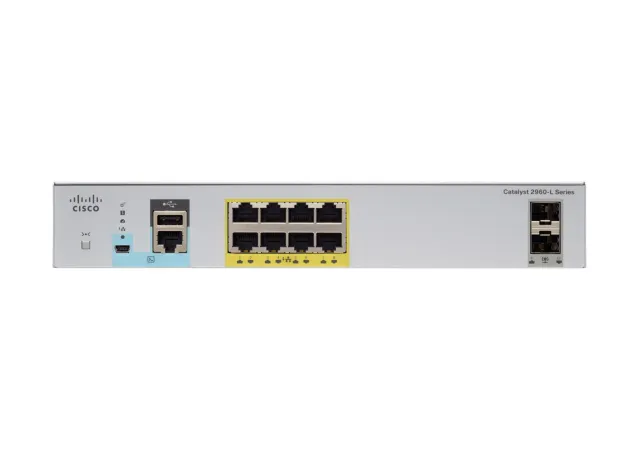 Catalyst 2960CX-8PC-L - Switch - Administrerad - 8 x 10/100/1000 (PoE+) + 2 x SFP + 2 x 10/100/1000 - skrivbordsmodell, rackmonterbar, DIN-skenm