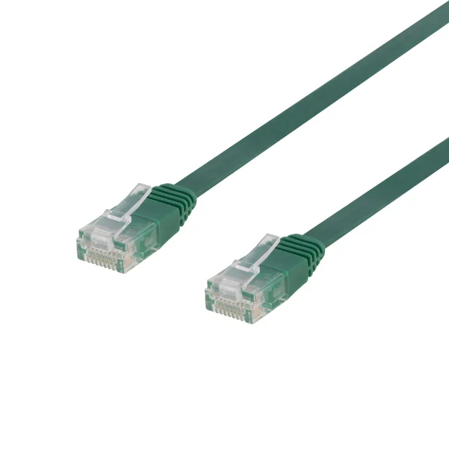 U/UTP Cat6 patch cable, flat, 2m, 250MHz, green
