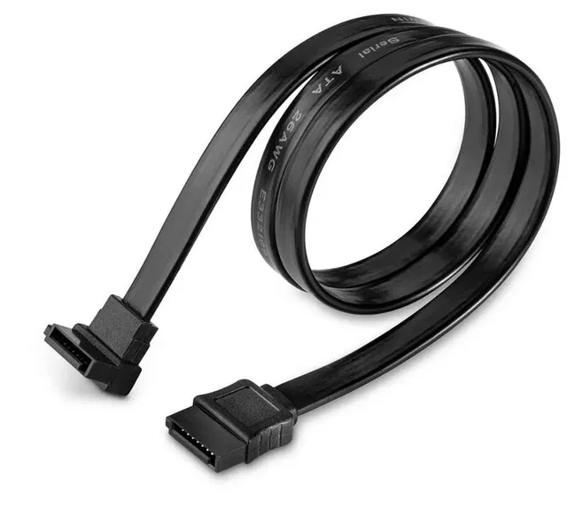 SATA-Kabel 0,5m Rak/Vinklad - Svart