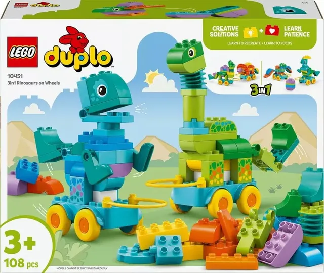 DUPLO Town 3-i-1 Dinosaurier på hjul 10451