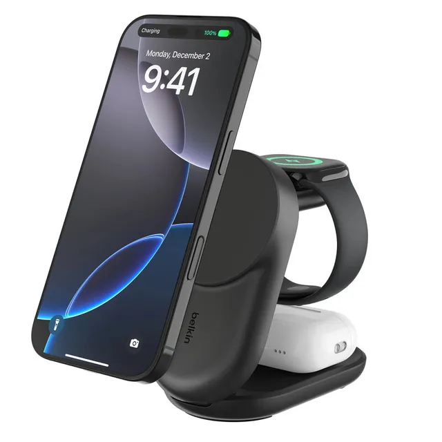 UltraCharge 3-in-1 Foldable Magnetic Charger - Svart